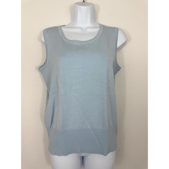 Nue Options Essentials Light Blue Sleeveless Knit Sweater Tank Top Large - Picture 1 of 3